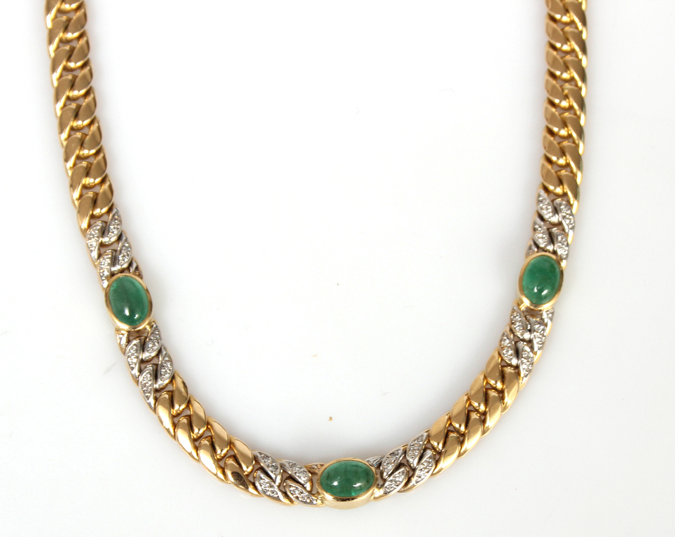 197-018203-1, Gold necklace with diamonds and emeralds