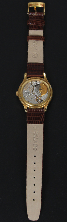 170-026384-1, Chopard gold watch with leather strap and diamonds