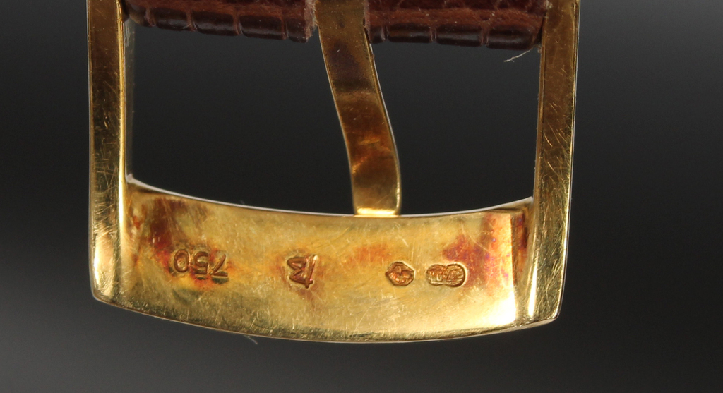 170-026384-1, Zelta pulkstenis ''Chopard''  ar ādas siksniņu un briljantiem