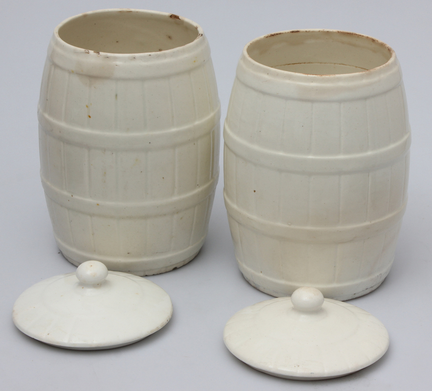 Faience storage containers (2 pcs)