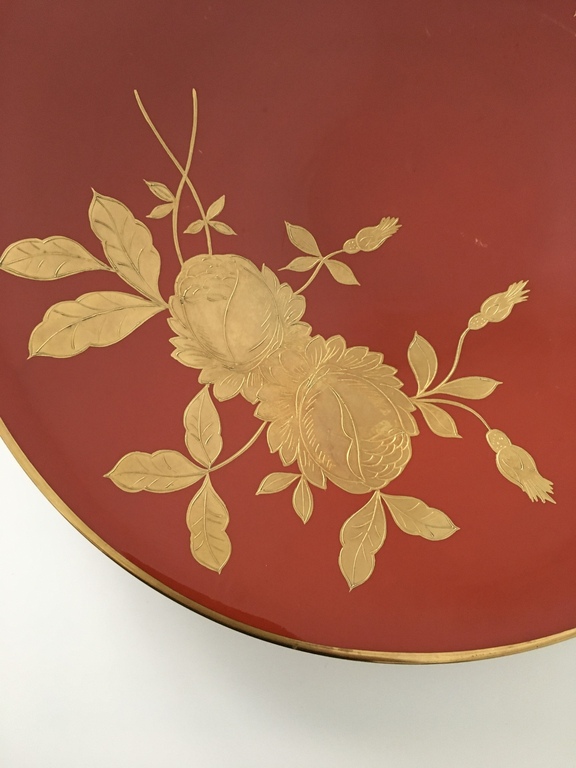 Фарфоровая тарелка Hertel Jacob Bavaria с декоративной позолотой, ручная работа
