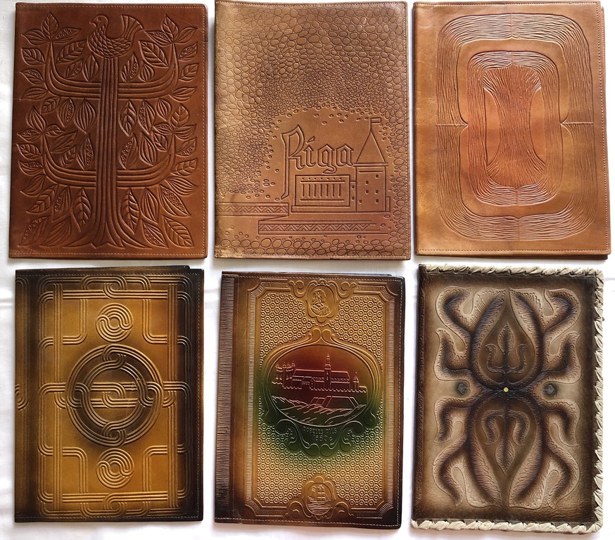 Six book covers made of genuine leather