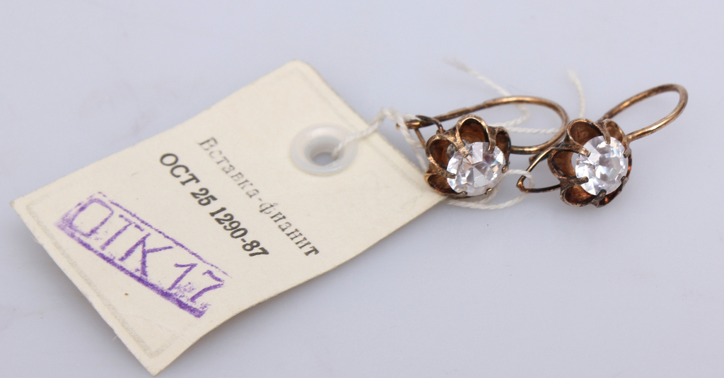 Gilded silver earrings  with fyanites