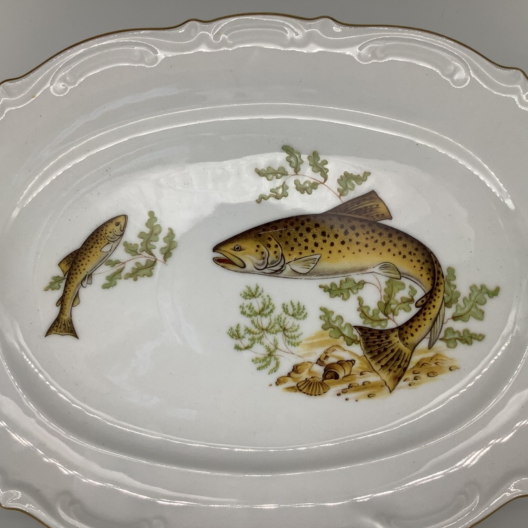 Three large dishes for serving fish. Mitterteich.Bavaria 50 year.