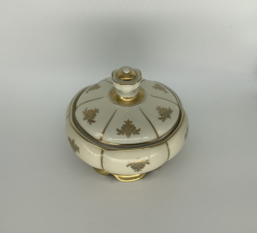 Large sugar bowl Thomas, Germany. Hand painted in gold. Stamp 1938.
