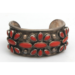 Silver bracelet with coral