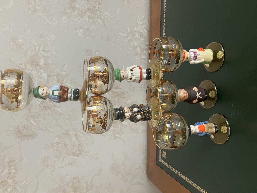 Goebel glasses on a porcelain figurine base, Germany