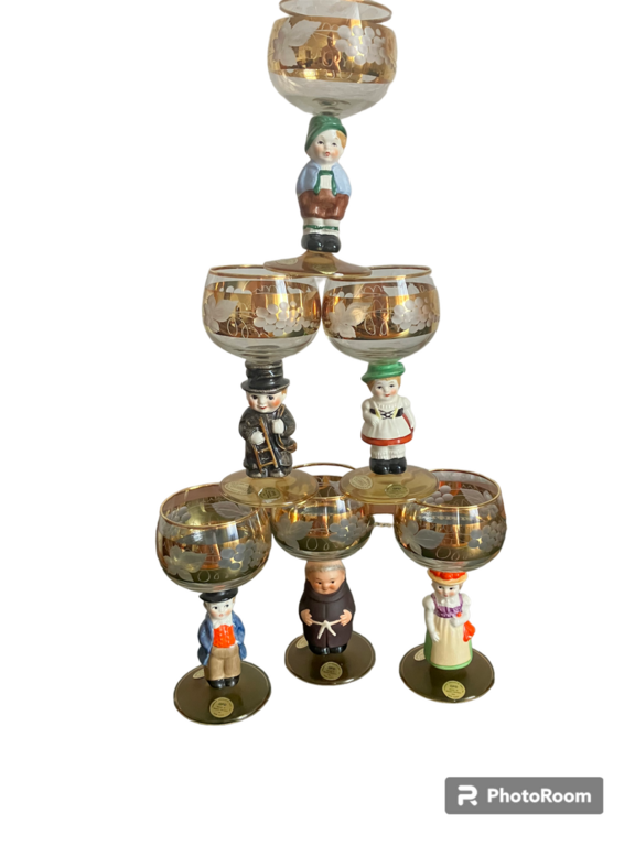Goebel glasses on a porcelain figurine base, Germany