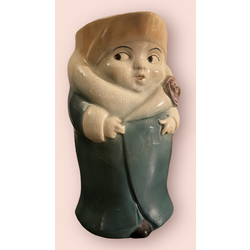23.5cm! FOR THE COLLECTION, art deco FAIENCE MUG GIRL IN WINTER, GOEBEL GERMANY