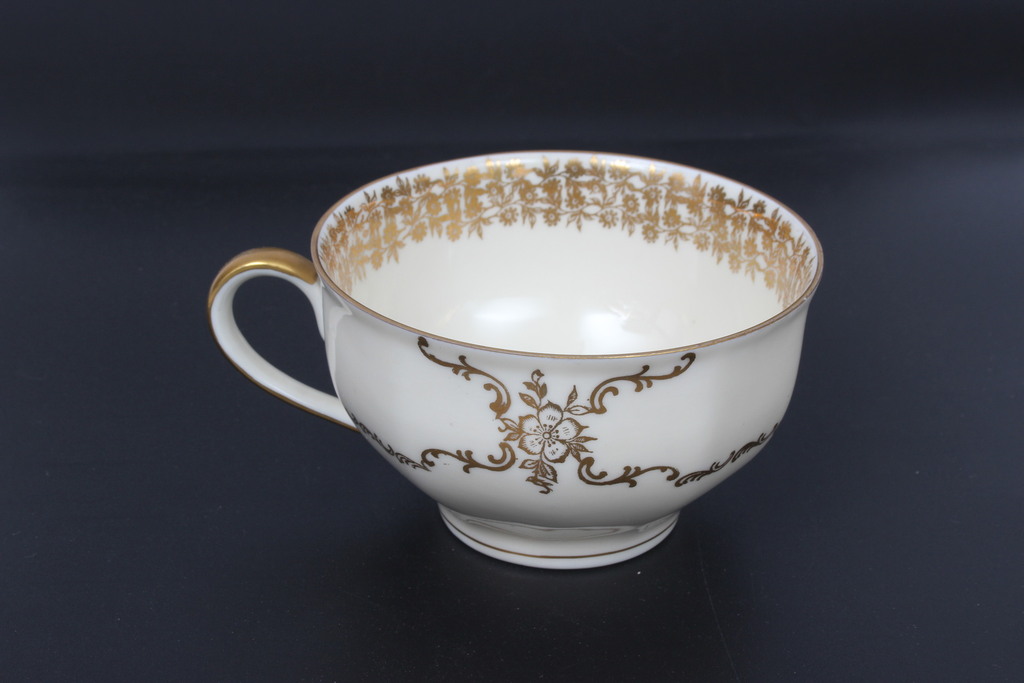 Painted porcelain cup with saucer