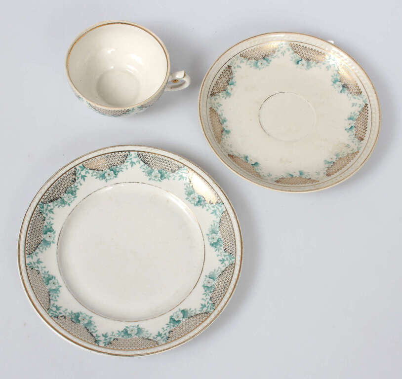 Riga porcelain factory trio - cup, saucer, plate