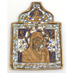 Bronze icon with multi-colored enamel
