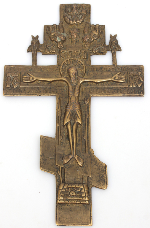 Bronze icon-cross with enamel