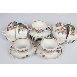 Riga porcelain cups and saucers (11+8 pieces)