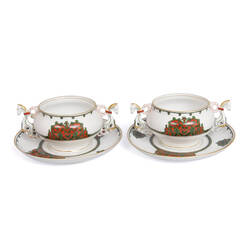 Porcelain broth dishes with saucers (2 pcs.)