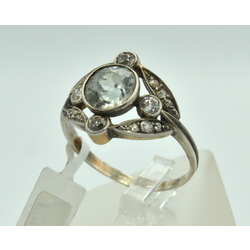 Platinum, gold and silver ring with diamonds and zircon