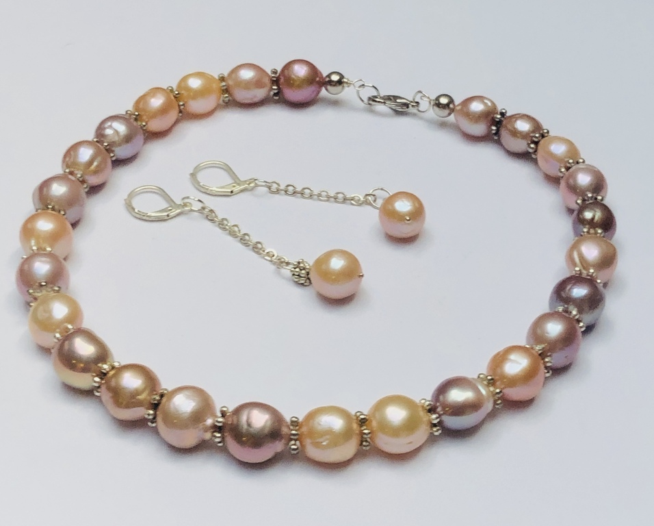 Edison Pērļu kaklarota ar auskariem. Pērles izmērs - 11-12mm