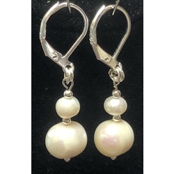 White Freshwater Pearl Earrings. Silver 925 proof.