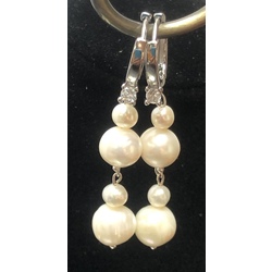 Silver earrings with white freshwater pearls