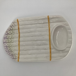 Asparagus platter with space for Hollandaise sauce. Italy. 1950.