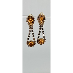 Czech clip-on earrings with natural rhinestones. Jablonec. Bohemia. Last century