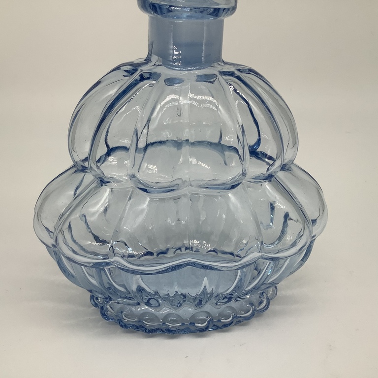Decanter for liquor. Tsarist Russia Maltsov Plants,. (vitriol glass) Pale blue color