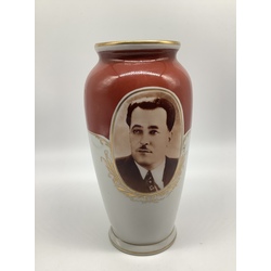 Vase.with a portrait of Anastas Ivanovich Mikoyan, after the war, Riga.Latvia