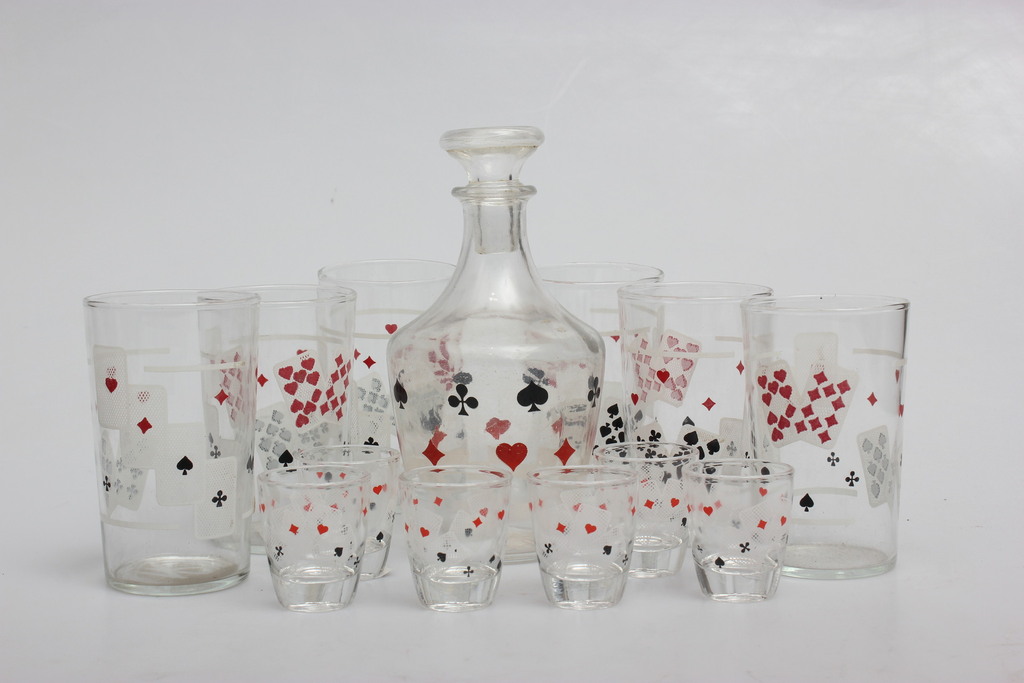 Glass set with a card motif (1+6+6 pcs.)