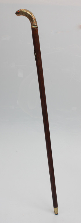 Mahogany cane with bronze 