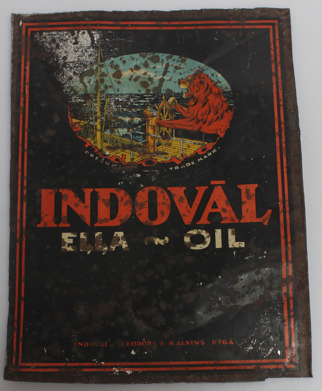 Metāla reklāma ''Indoval eļļa/oil''