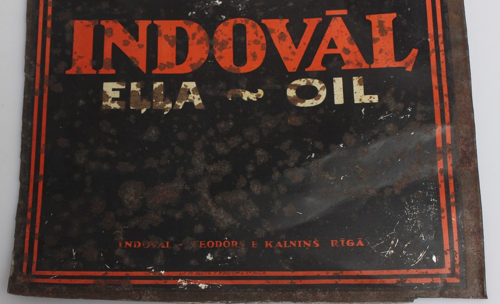 Metāla reklāma ''Indoval eļļa/oil''