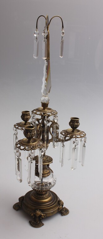 Bronze candlestick with crystal charms