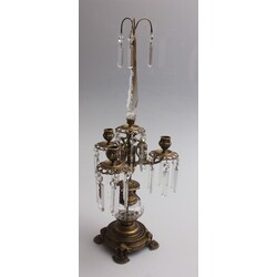 Bronze candlestick with crystal charms