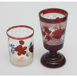 Two painted glass glasses