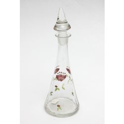 Glass decanter with painted floral decoration