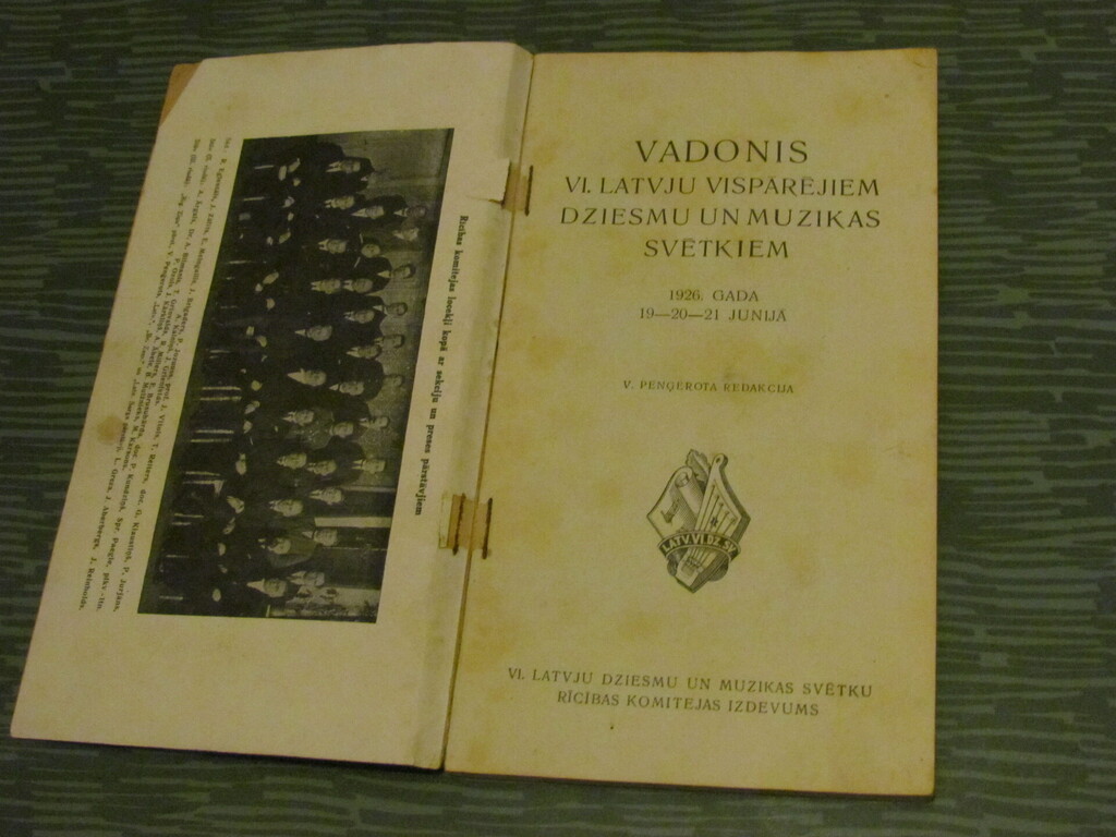 Руководитель VI Латвийского Всеобщего фестиваля песни и музыки в Риге 19, 20, 21 июня 1926 года.