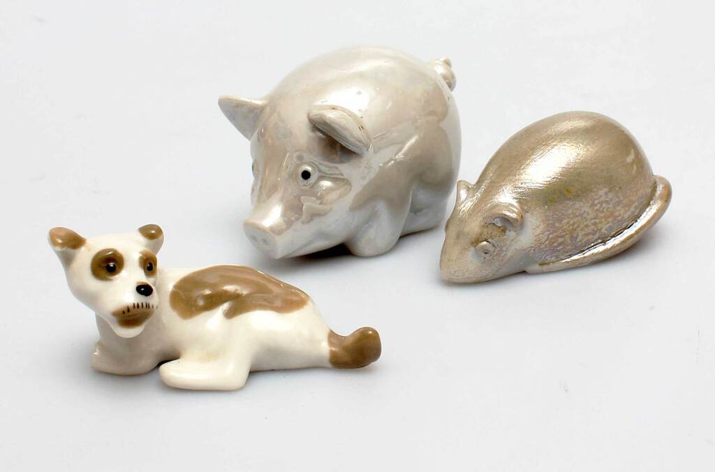 Set of porcelain figurines - mouse, piglet, dog