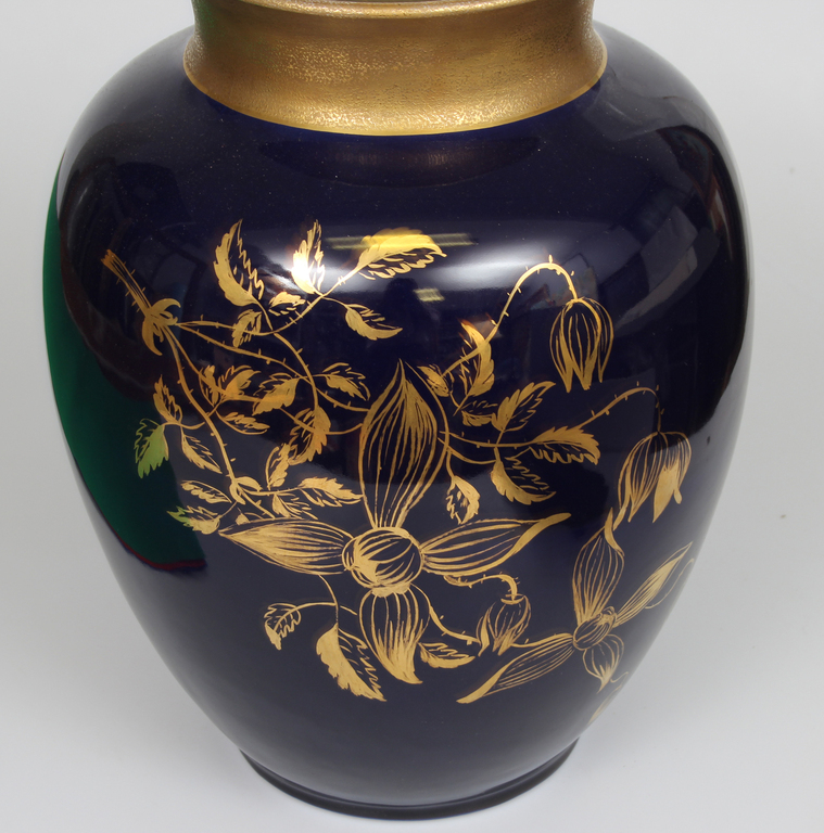 Painted porcelain cobalt vase