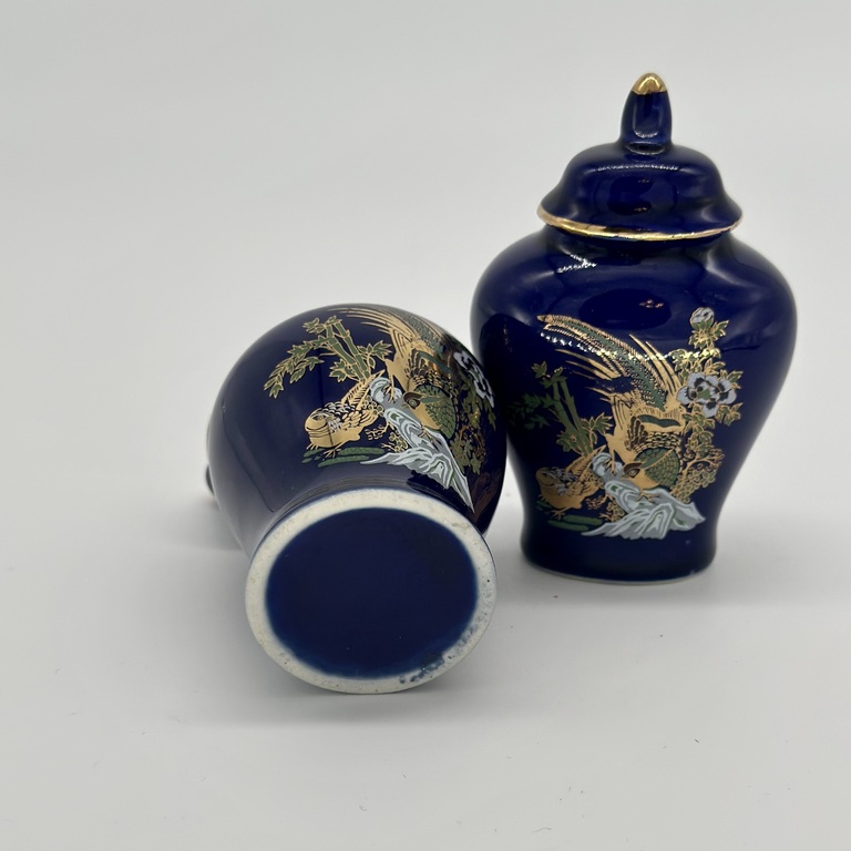 2 Perfume vases 20th century. Hand painted. Cobalt