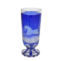 Zils krāsas grieztā stikla vāze 