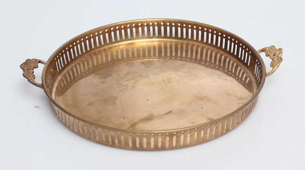 Brass tray with bronze handles