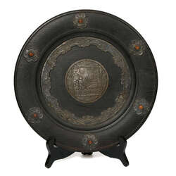 Decorative oak plate with silver finish