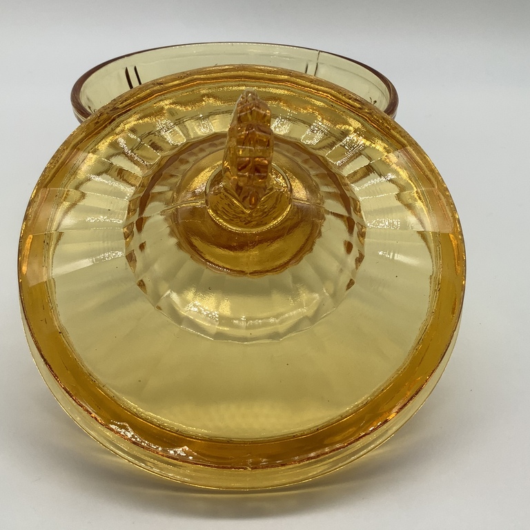 Bonbonniere.Honey glass.Art Deco.20s of the last century.Vegetable relief.