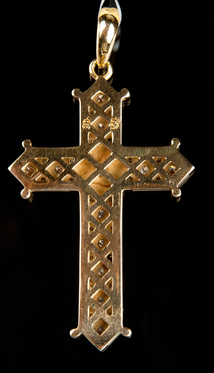 Golden cross with diamonds