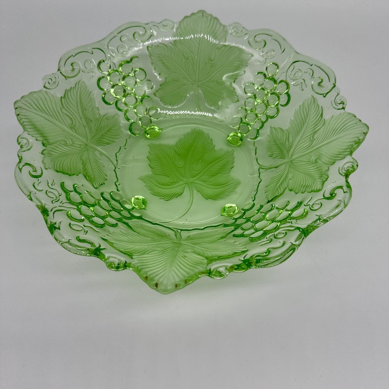 Fruit bowl with ornament of grape leaves. Art Nouveau, Germany, pre-war. Pantry storage