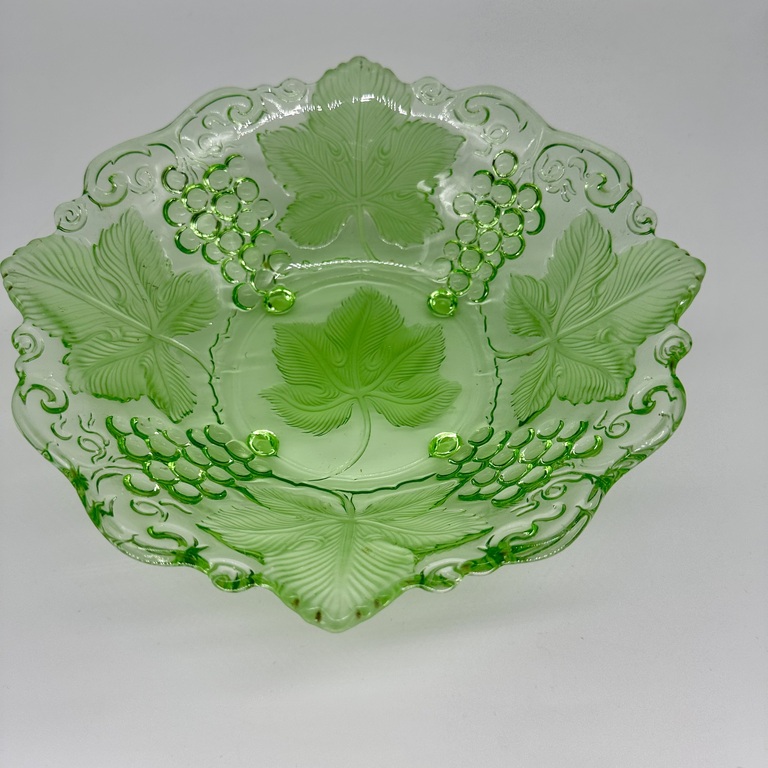 Fruit bowl with ornament of grape leaves. Art Nouveau, Germany, pre-war. Pantry storage