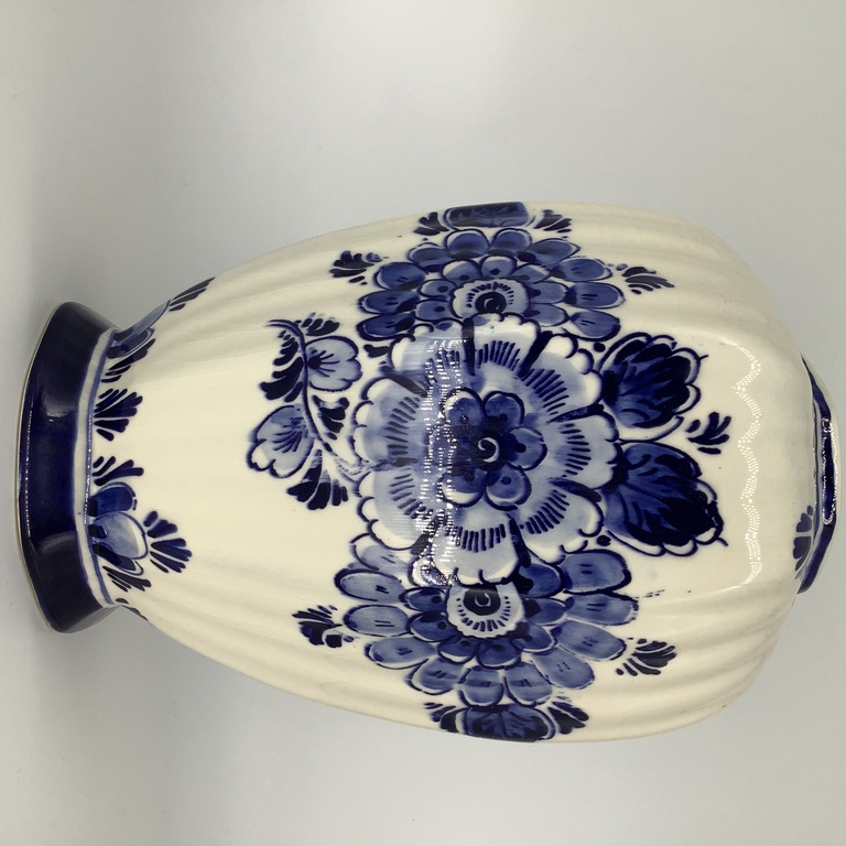 Delft large hand-painted vase.Cobalt.Signed by the author