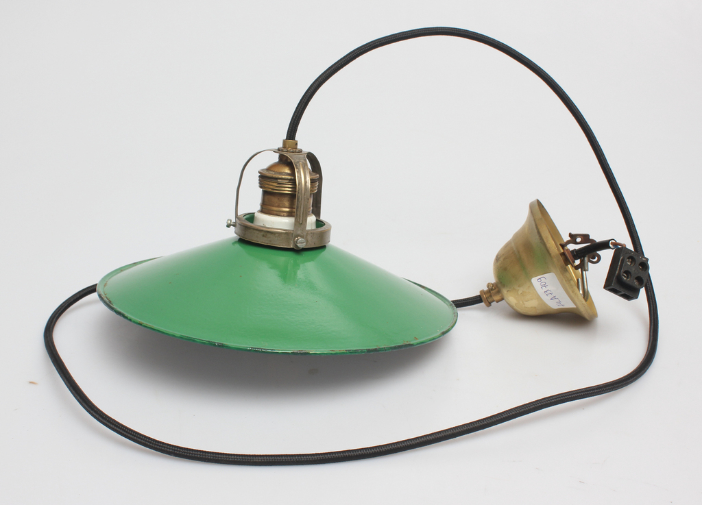 Brass lamp with enamel