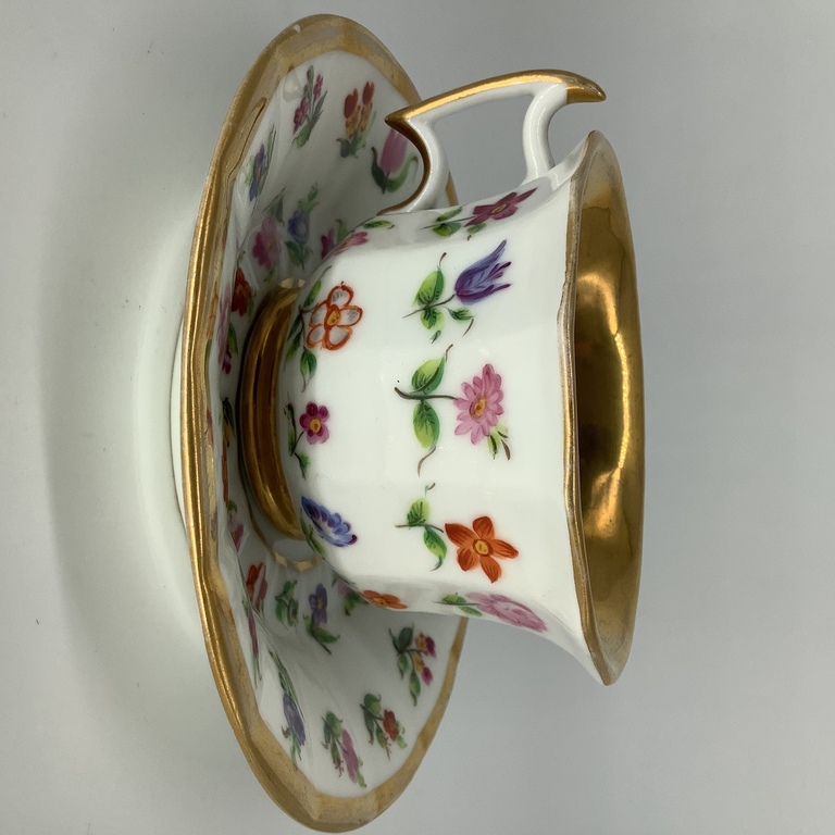 Tea pair, Kornilov brothers factory, 1900. Hand painted. From the collection. Porcelain factory of the Kornilov Brothers. No chips or cracks. Catalog