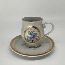 Coffee cup with saucer. Riga. Hand painted